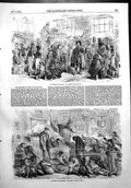 Antique Old Print Great Naval Review No Beds Phiz Sleeping Floor Table 1856