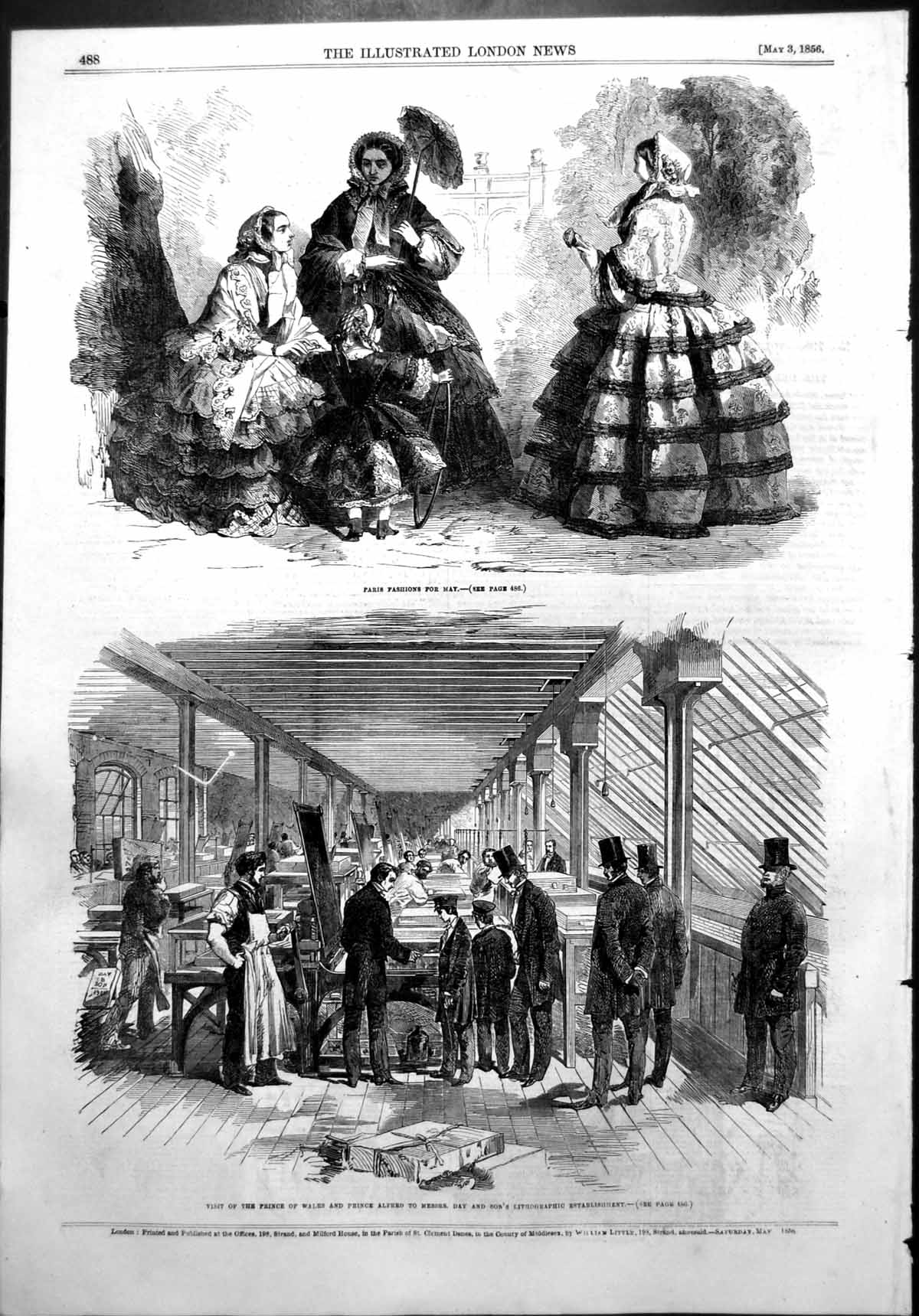 Antique Print Visit Prince Wales Prince Albert Messrs Day Lithographic 1856