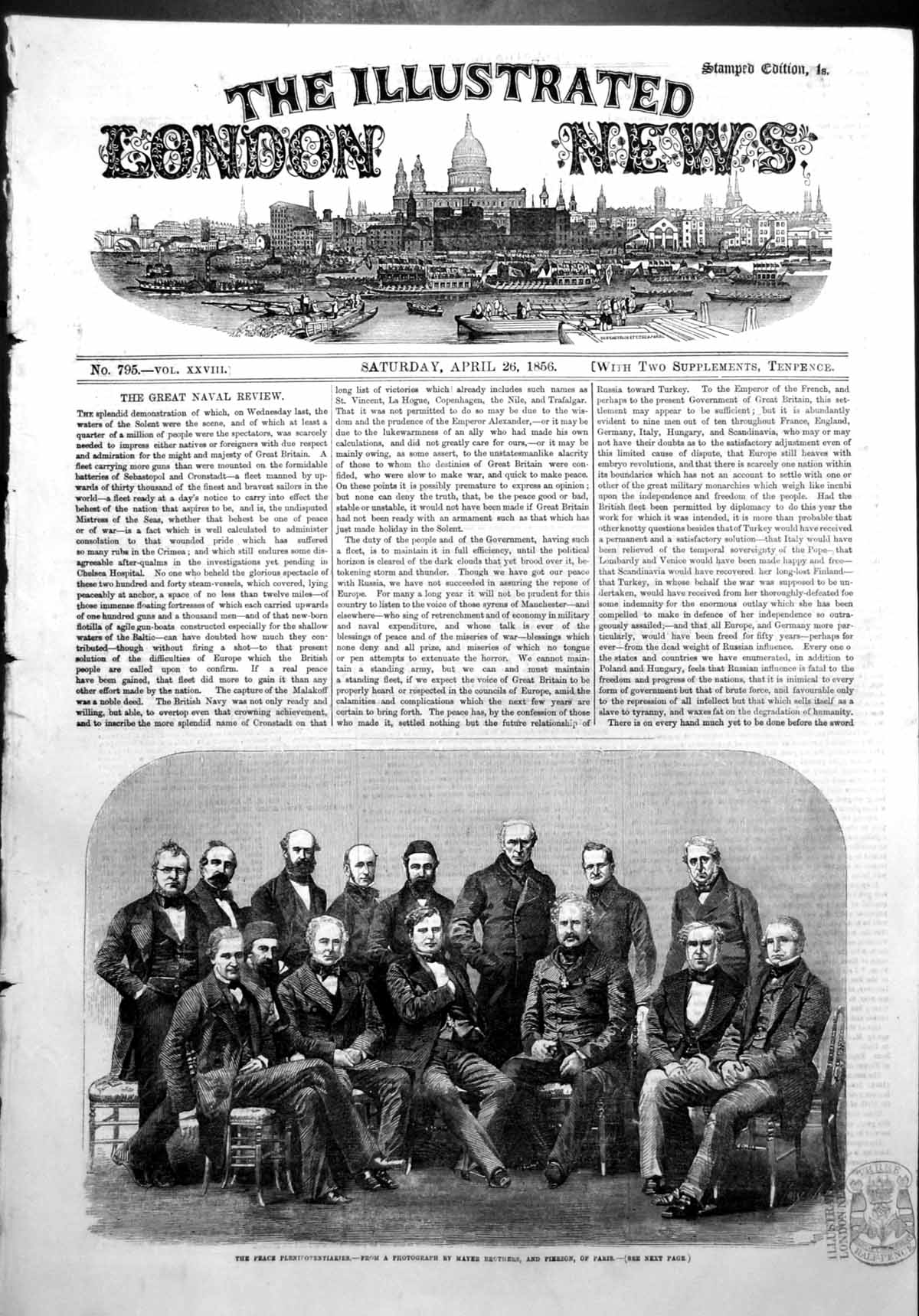 Antique Old Print Peace Plenipotentiaries Paris Mayer Bros Pierson Paris 1856