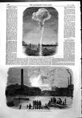 Old Fire Vauxhall Railway Station Seen Battersea Bridge Millbank1856 Victorian