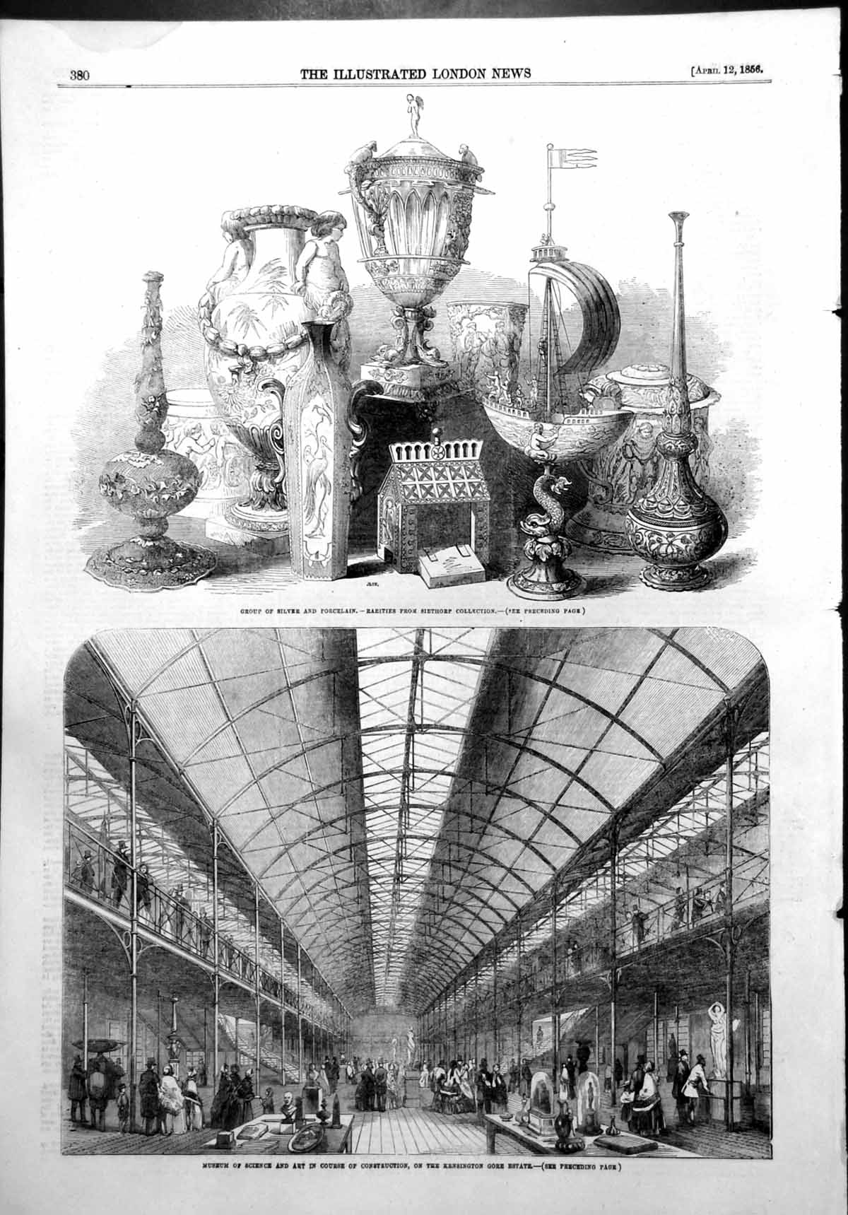 Antique Print Siver Porecelain Sibthorp Collection Museum Science Art 1856 19th