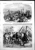 Antique Print Yarmouth Herring Fishery Return Boats Sale Herring Quay 1856 19th