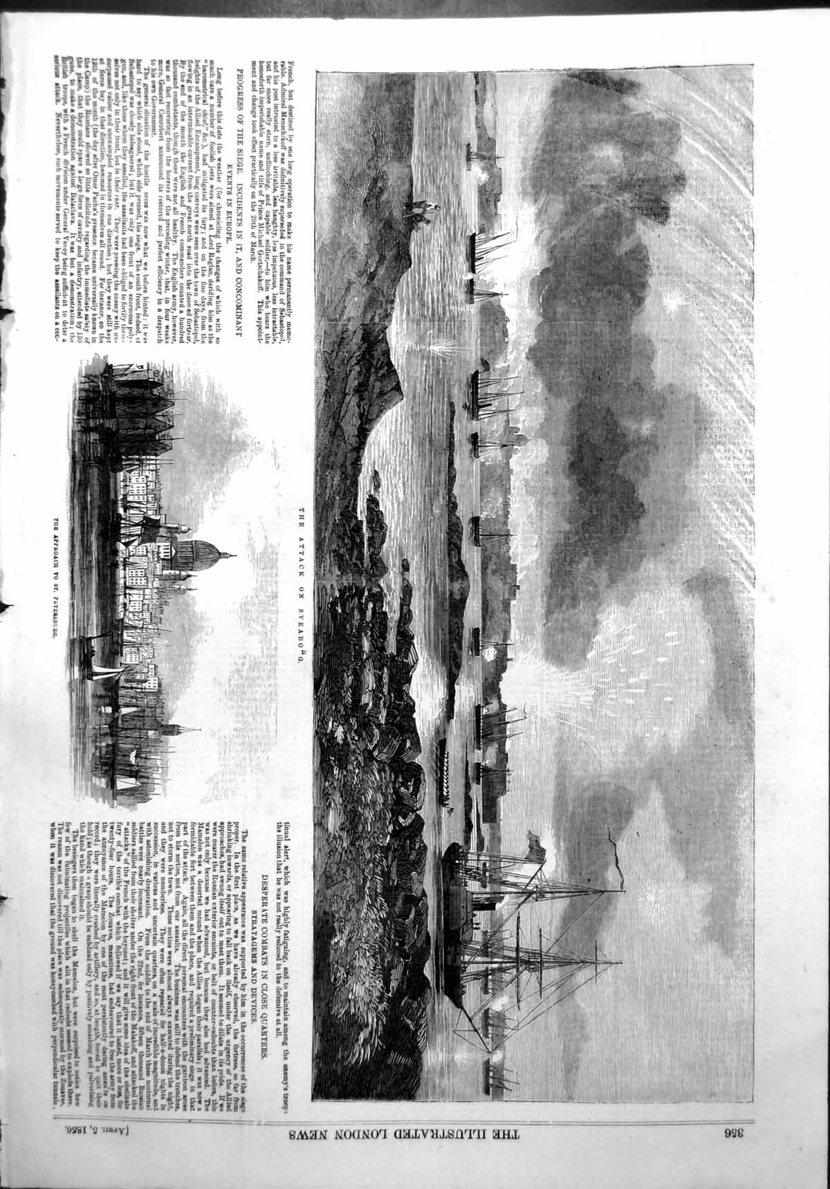 Antique Old Print Attack Sveaborg Battleships Bay Approach St Petersburg 1856