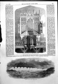 Antique Old Print Waterspouts Malta Organ Abbey Church Sherborne Dorset 1856