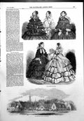 Antique Old Print New Parochial Schools Deptford Paris Fashions April 1856 19th