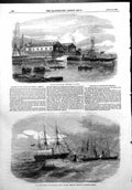 Antique Old Print Launch Gun Boat Hardy Bristol Virtue Run Down Resolute 1856