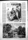 Antique Old Print Visit Bethany A Clay Summer Time Crossing Ford J Soper 1856