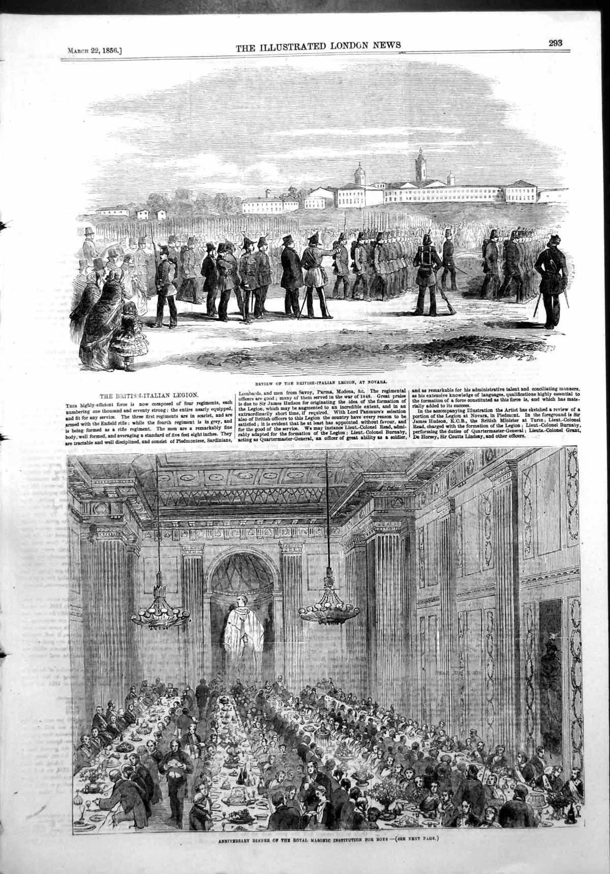 Old Dinner Masonic Institution Boys British Italian Legion Novara1856 Victorian