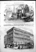Old Antique Print Iron Glass Warehouse Glasgow Play First Er Theatre 1856 19th