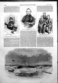Antique Old Print Wreck Polyphemus Hautsholmen Lighthouse William Driver 1856
