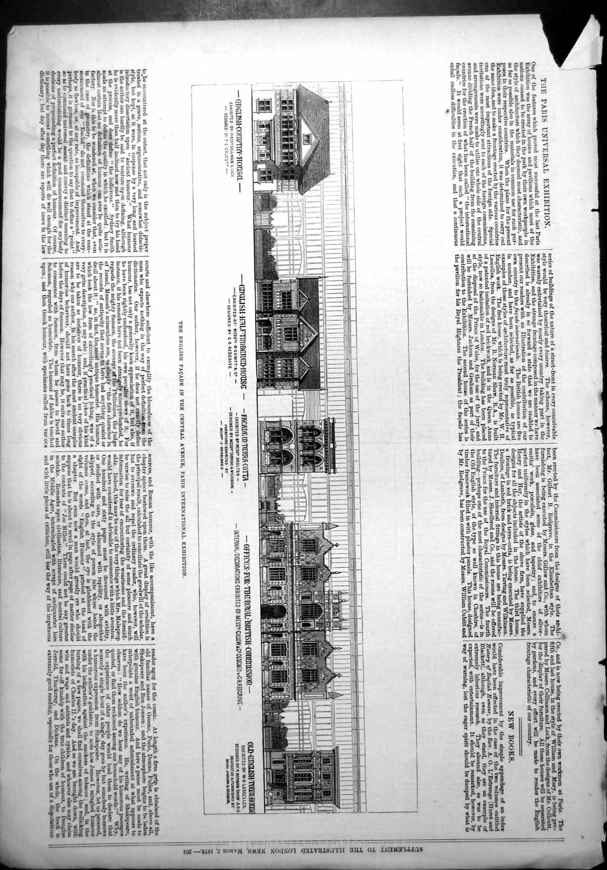Old English Facade Central Avenue Paris International Exhibition1878 Victorian