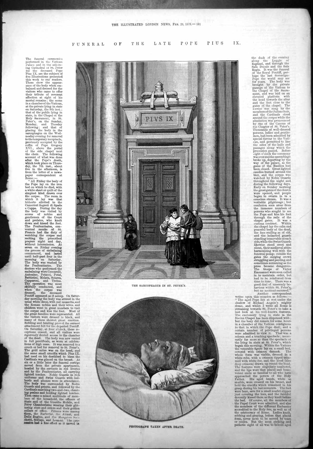 Old Funeral Pope Pius Ix Sarcophagus St Peters Photo After Death1878 Victorian