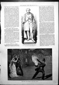 Antique Old Print Statue Sir Cordy Burrows Scene Sorcerer Opera Comique 1878