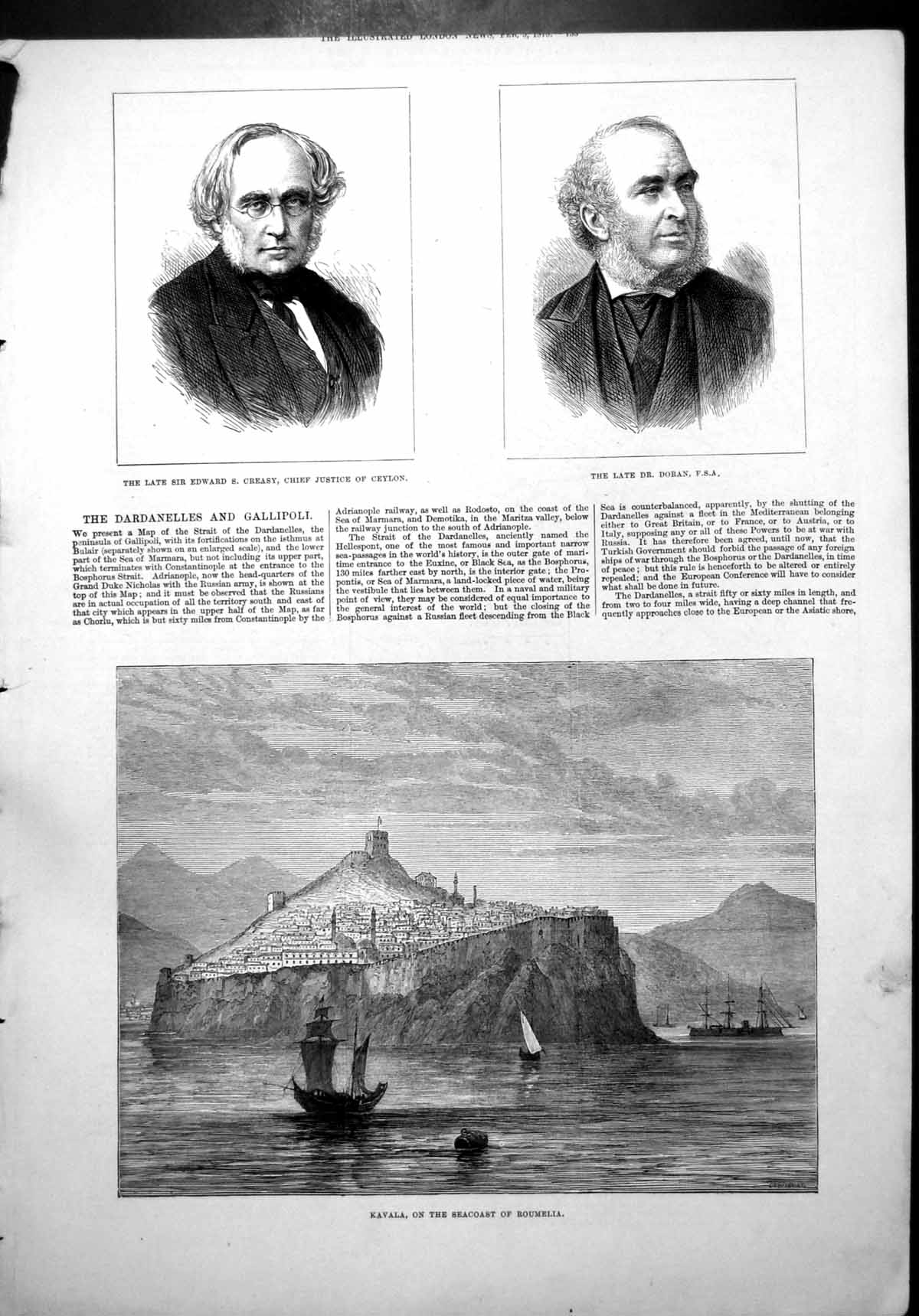 Antique Print Sir Edward Creasy Dr Doran Fsa Kavala Seacoast Roumelia 1878 19th