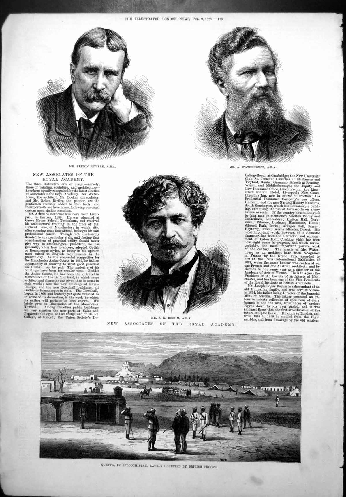 Old Antique Print Associates Royal Academy Boehm Waterhouse Riviere 1878 19th