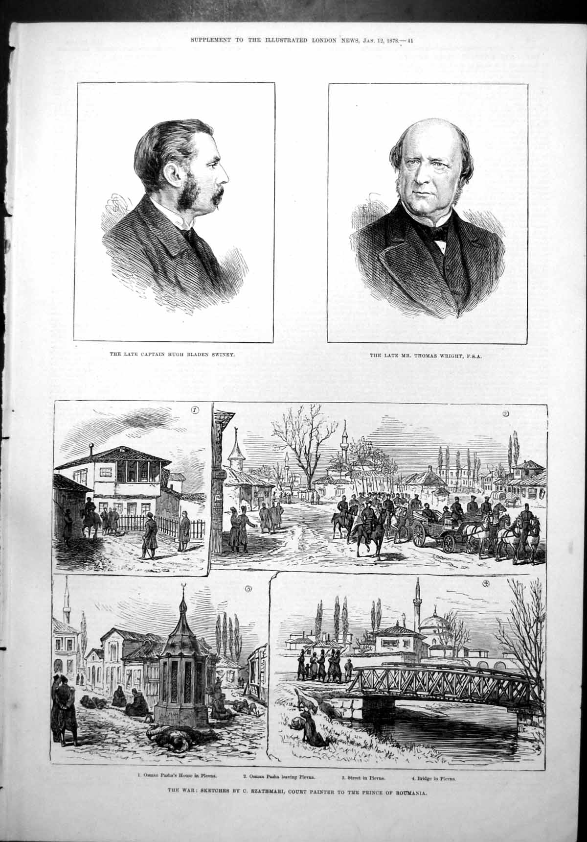 Antique Old Print Thomaswright Fsa Capt Hugh Swiney Osman Pasha Plevna 1878