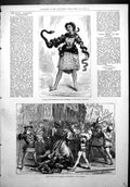 Antique Print Childrens Pantomine Adelphi Lualla Snake Charmer Aquarium1878