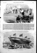 Antique Old Print Launch Esk Millwall Opening Crystal Palace Archbishop 1854