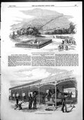 Antique Old Print Inspection Royal Sussex Artillery Practice Southover 1854