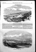 Antique Old Print Station Trieste Vienna Railway Austrian Llotds Arsenal 1854