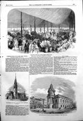 Old Print Exhibition Royal Botanic Soc Regents Park Town Hall Burslem1854 19th