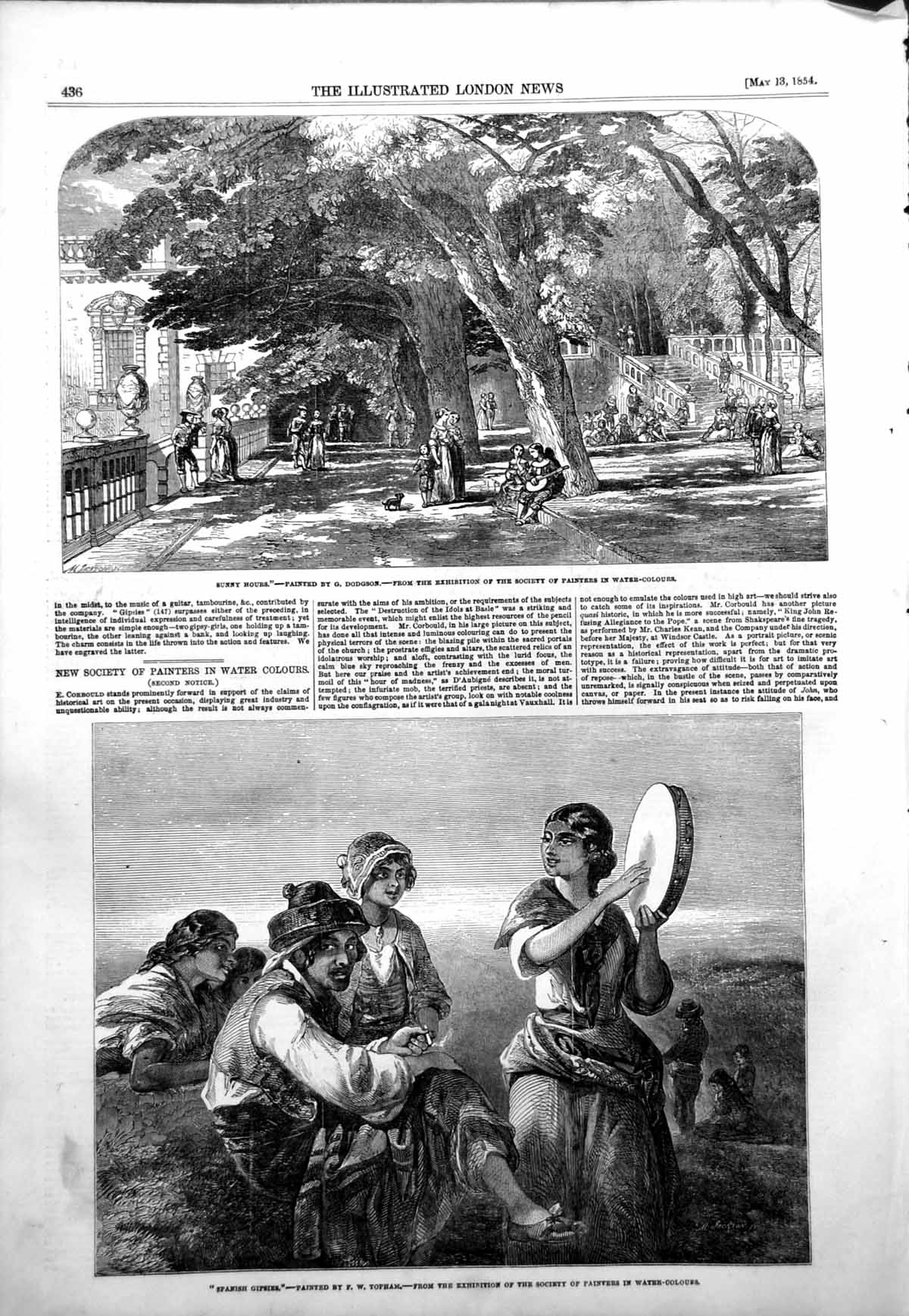 Original Old Antique Print Sunny Hours G Dodgson Spanish Gipsies F Topham 1854