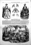 Old Print Childrens Dresses May Goat Chaise Champs Elysees Fashions 1854 19th