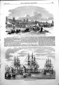 Antique Old Print Embarkation French Toulon Bridging Experiment Paris 1854 19th