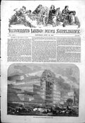 Original Old Antique Print Garden Front Crystal Palace Under Construction 1854