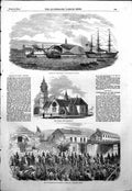 Antique Old Print Launch Phoebe Devenport Dock Church West Hartlepool 1854 19th