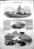 Old Antique Print French War Steamer Austerlitz Dover Return Salute 1854 19th