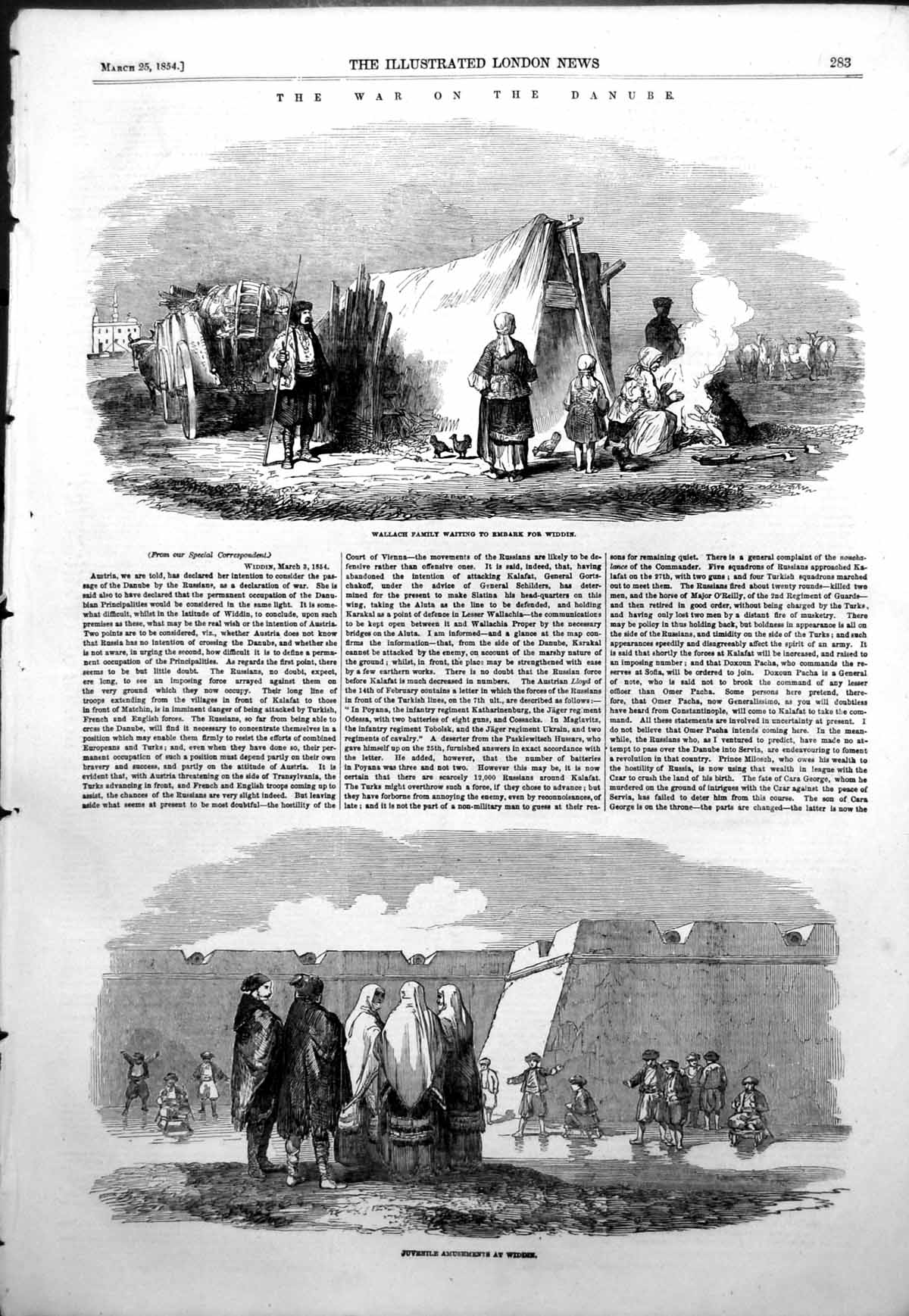 Antique Print Wallach Family Waiting Embark Widdin Juvenile Amusements 1854