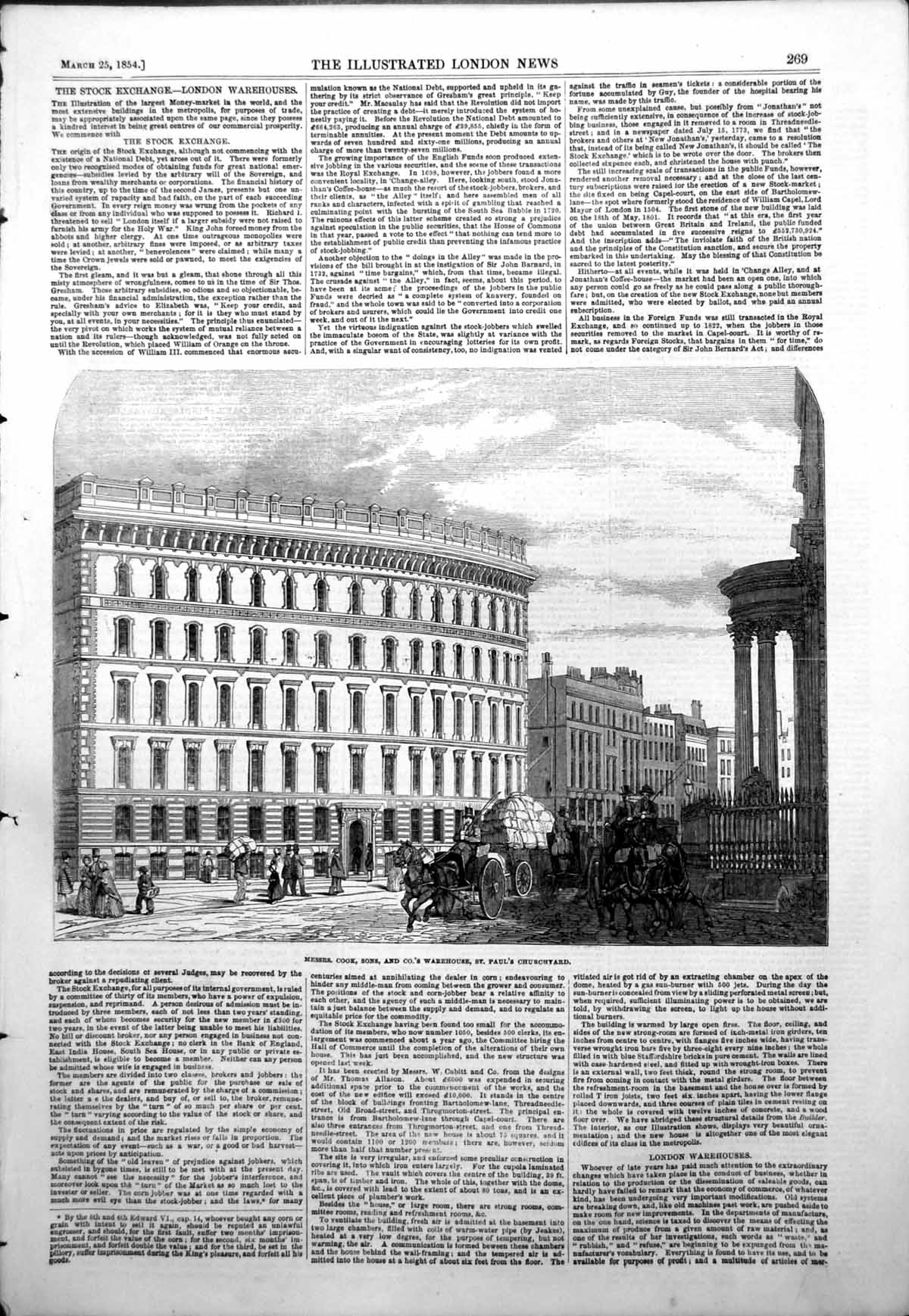 Old Antique Print Messrs Cook Sons Cos Warehouse St Pauls Churchyard 1854 19th