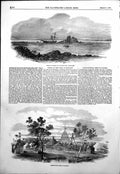 Original Old Antique Print Horticultural Fete Colombo Wreck Coast Britanny 1854