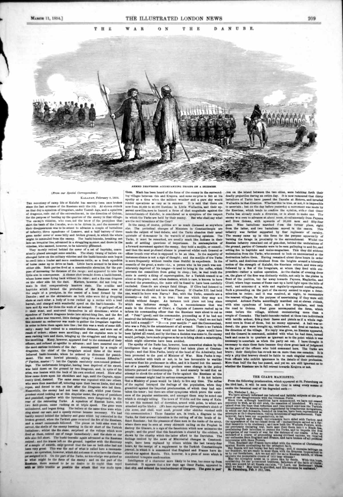 Antique Print War Danube Armed Dervishes Accompanying Troops Skirmish 1854 19th