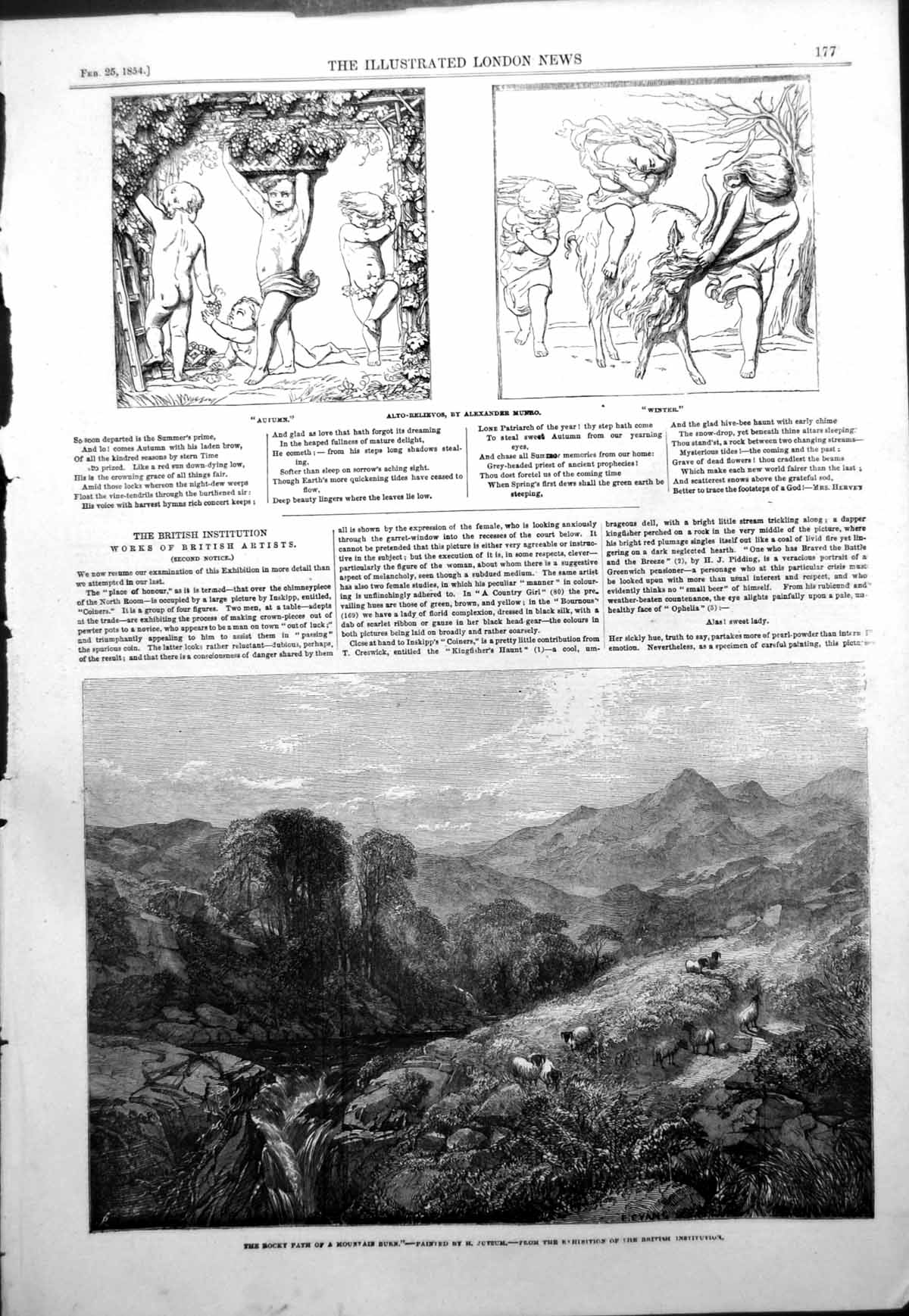 Antique Print Rocky Path Mountain Burn H Jutsum Alto Relievos A Munro 1854 19th