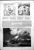 Old Print Alto Relievos Alexander Munro Fishing Boats Squall Turner 1854 19th