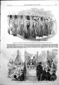 Original Old Antique Print Farewell Banquet Cstream Guards London Tavern 1854