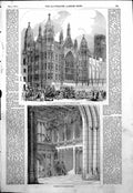 Old Antique Print New Houses Parliament St Stephens Porch Staircase 1854 19th
