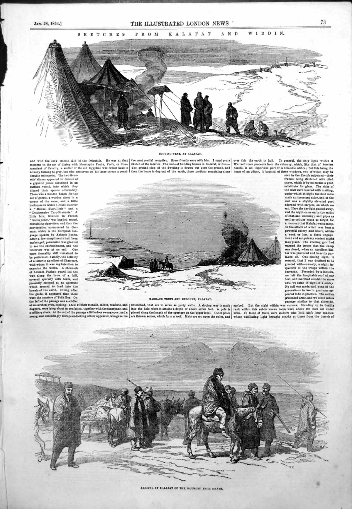 Old Antique Print Kalafat Cooking Tent Barrack Tents Wounded Citate 1854 19th