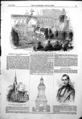 Antique Old Print Funeral Viscount Beresford M Visconti Church Islington 1854