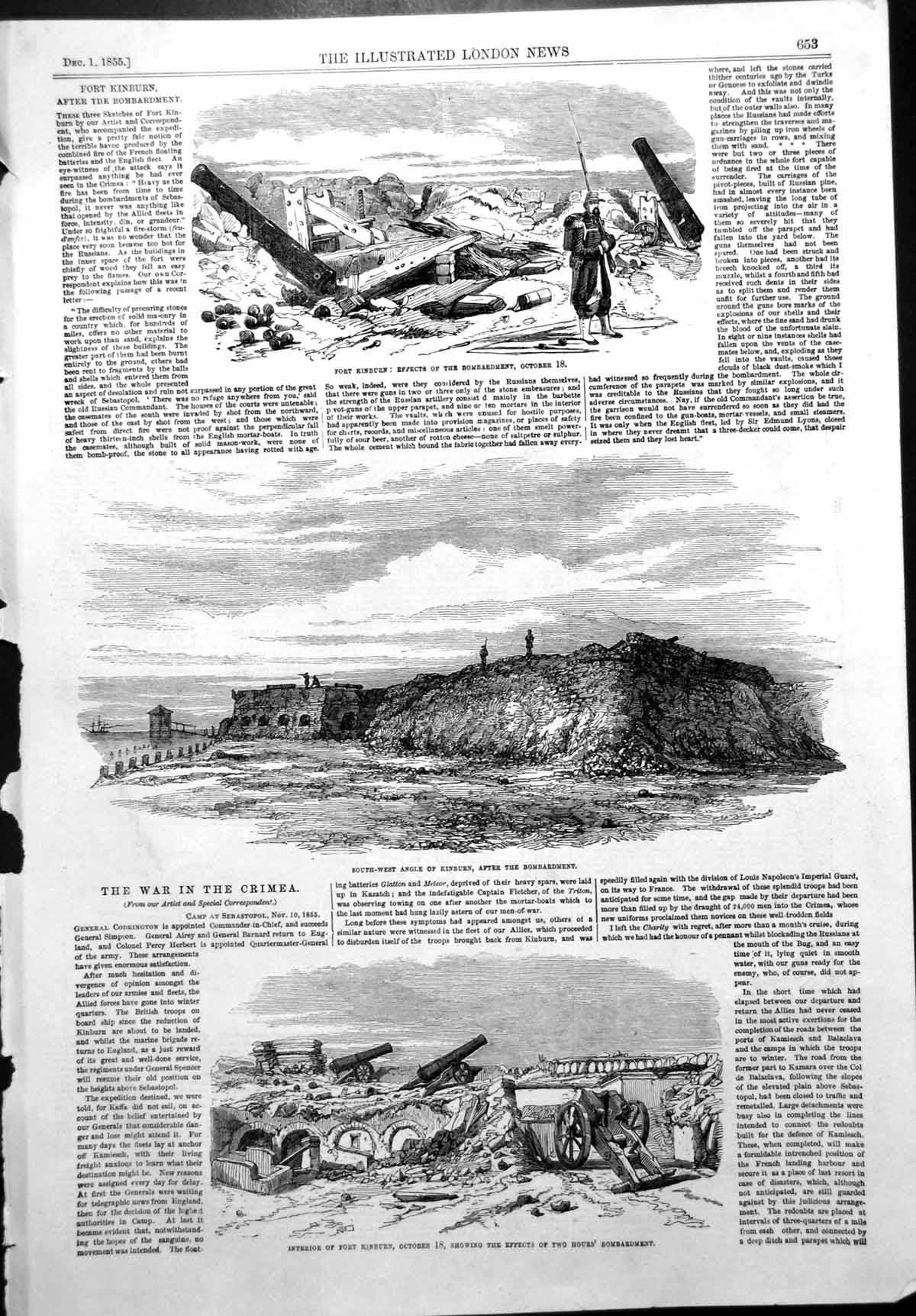 Antique Old Print War Crimea Bombardment Kinburn Canadian Fire Engine 1855 19th