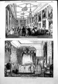 Antique Old Print Barrack Encampment Aldershot Windsor Castle Buckingham1855