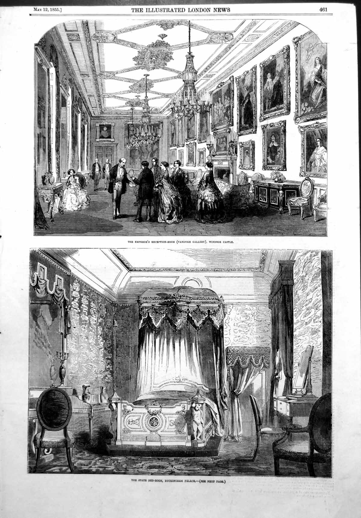 Antique Old Print Barrack Encampment Aldershot Windsor Castle Buckingham1855