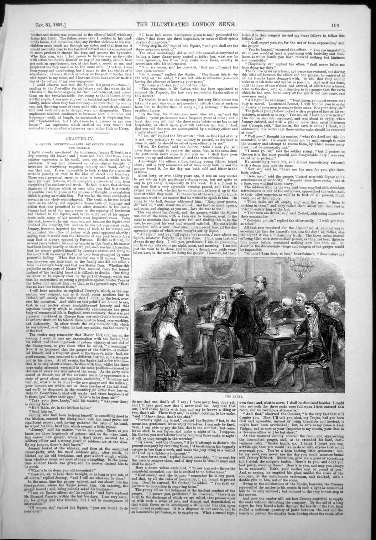 Antique Print Gauger Outwitted James Squanders Departure College Party1852 19th