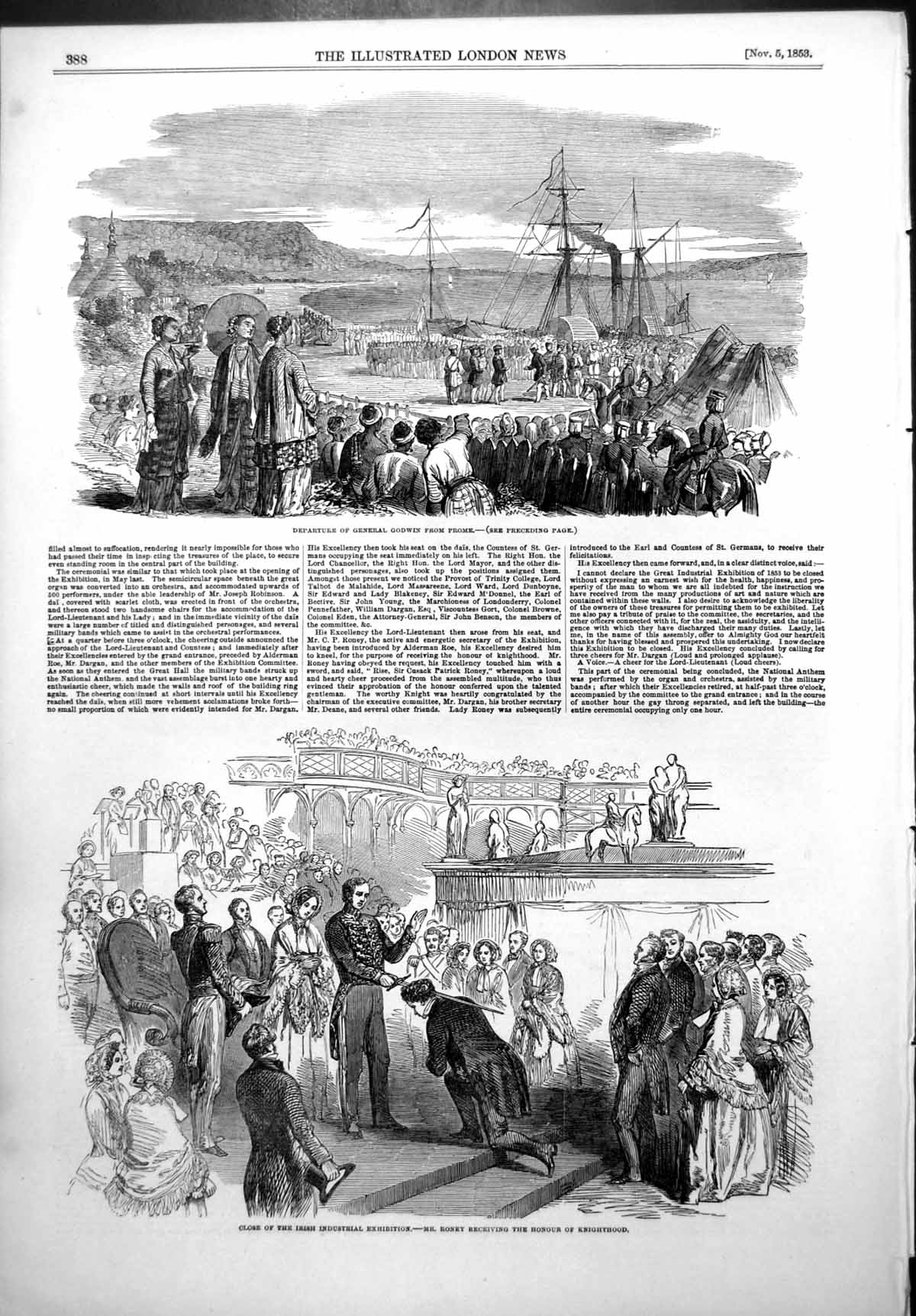 Antique Old Print Landslip London Brighton Railway Mr Roney Knighthood 1853