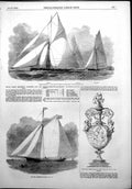 Antique Old Print Ascent Haddington Steeple Cowes Regatta Julia Sylvie 1853
