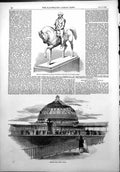 Antique Print Statue Washington Baron Marochetti N York Crystal Palace 1853