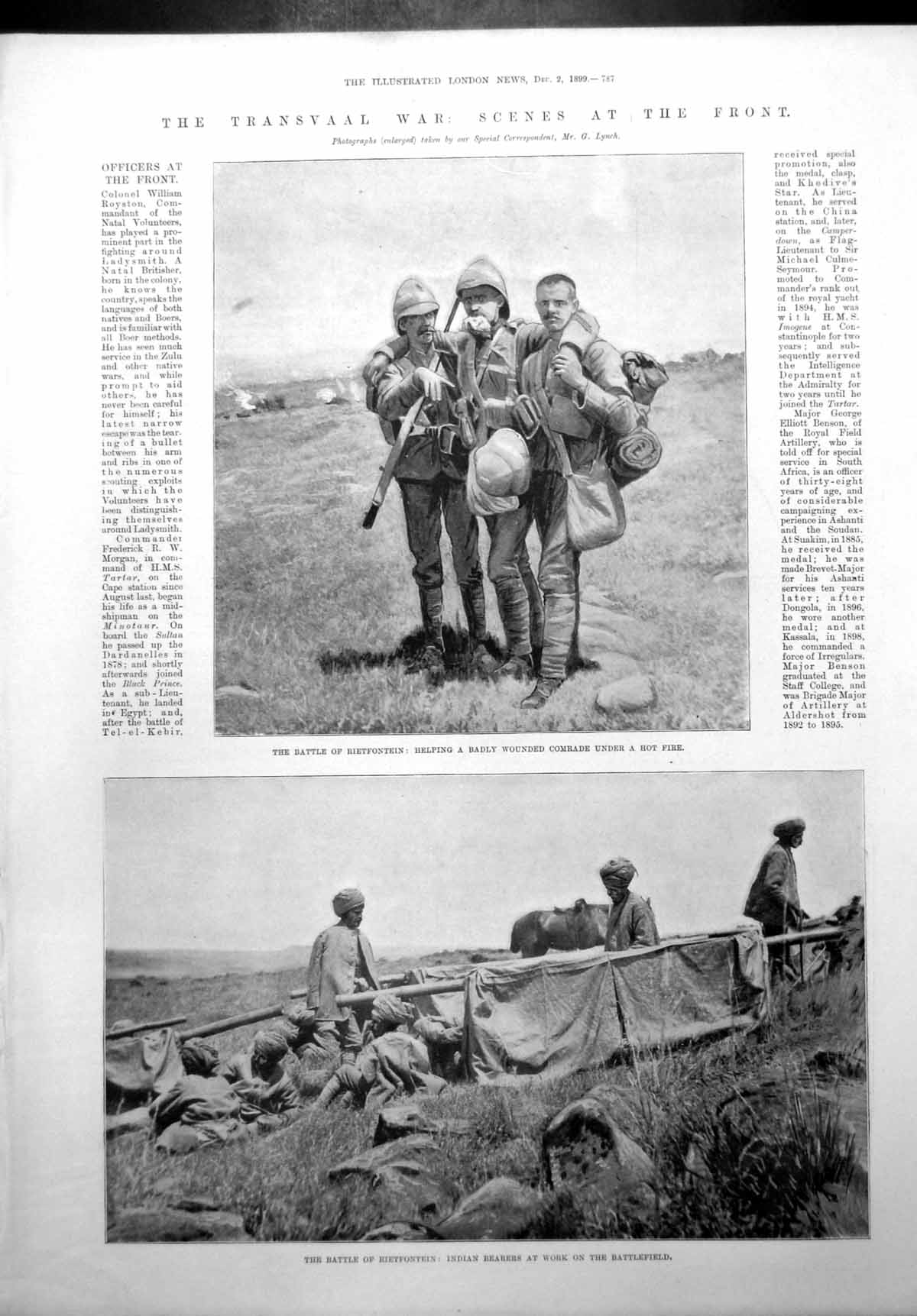 Old Antique Print Transvaal War Natal Carbineers Battle Rietfontein 1899 19th