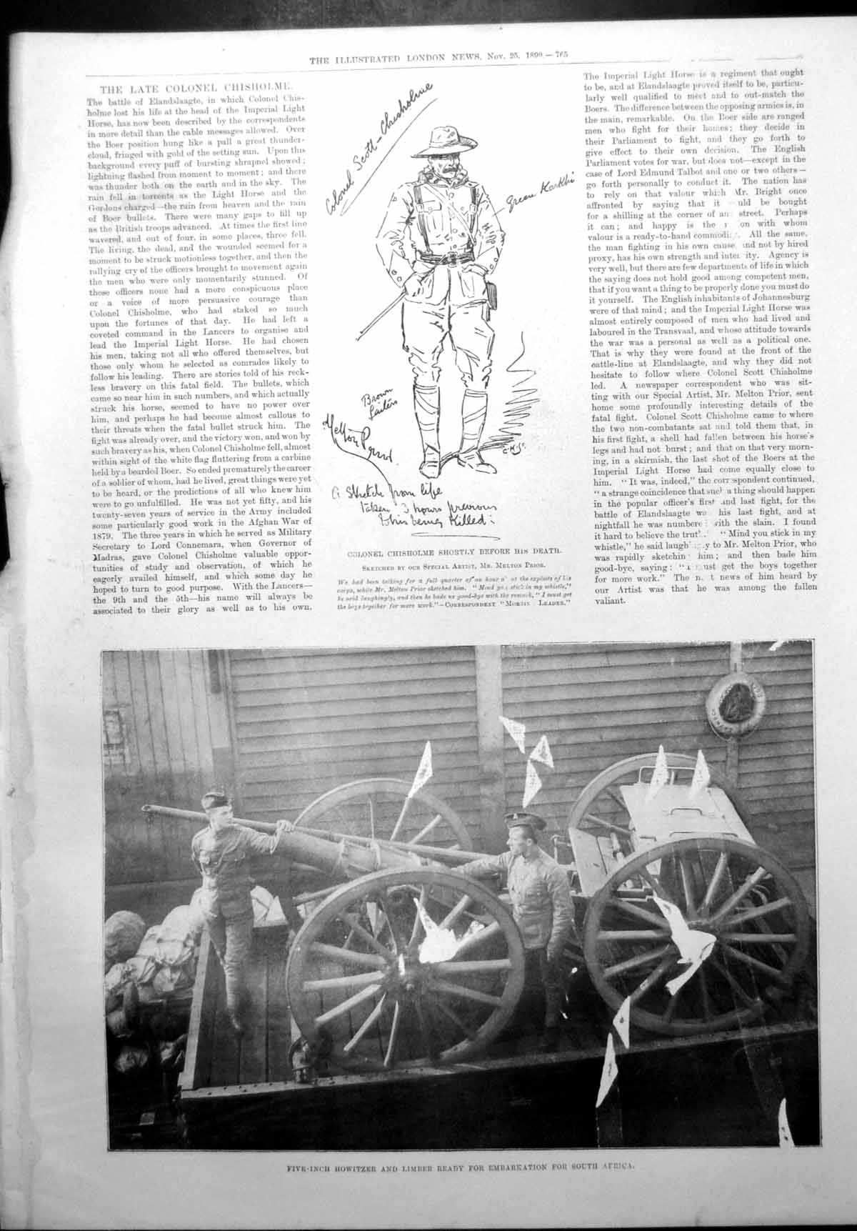 Antique Old Print Colonel Chisholme Durban Light Infantry Seizure Bank 1899
